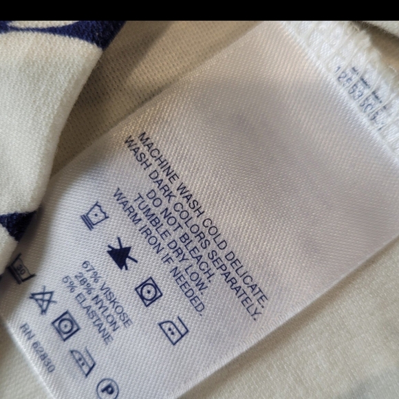 Lands' End Women SZ 10P Ponte Knit blue & white floral sheath sleeveless pockets - Picture 6 of 12